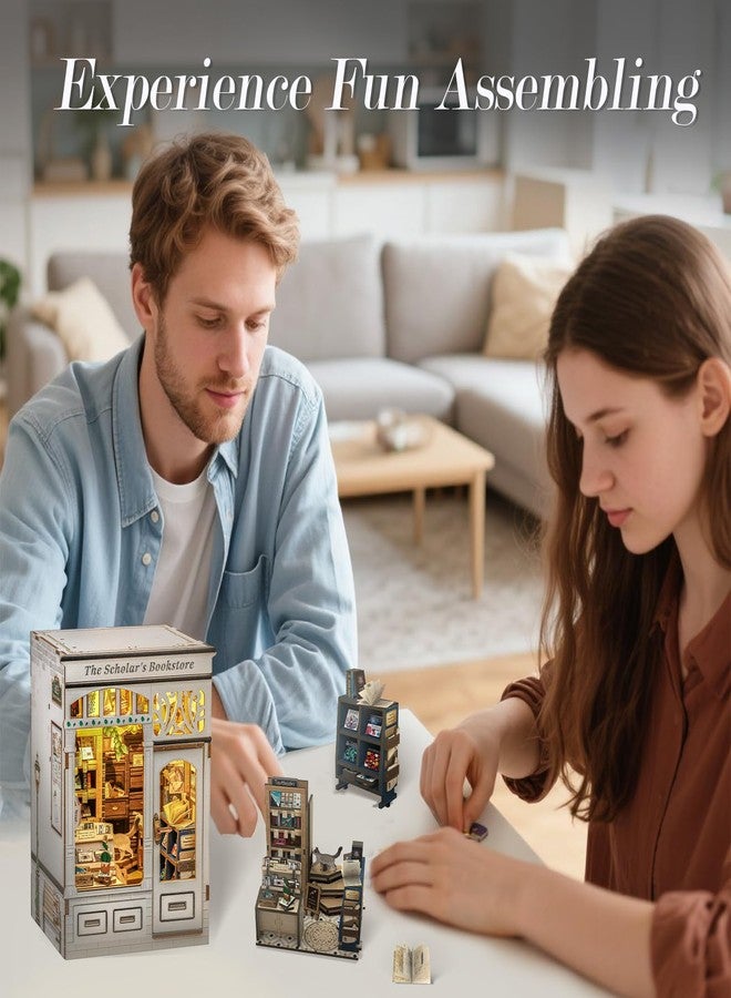 كيوت بي مجموعة ركن الكتب من كيوتبي - مجموعة بيت الدمى المصغر التي يمكنك تركيبها بنفسك للبالغين والمراهقين، ديكور ركن الكتب، أحجية خشبية ثلاثية الأبعاد، هدايا للعائلة والأصدقاء (مكتبة سكولارز) - Image 5